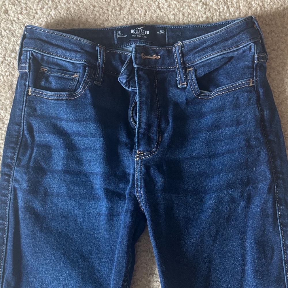Hollister Women’s Dark Blue High-Rise Flare Jeans